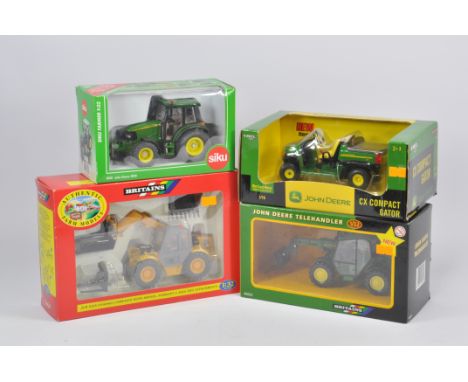 Britains Farm Selection including Telehandlers x 2, JD tractor and 1/16 Mower. Mint in Excellent Boxes. (4)
