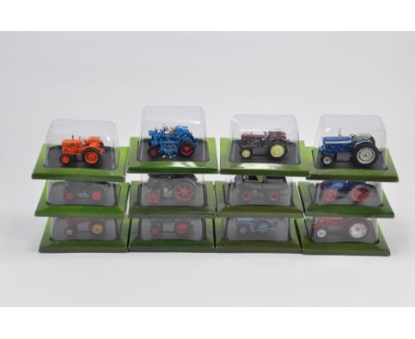 12 x Hatchette Tractor Models in 1/43 Scale made by Universal Hobbies. Includes Ford, Fordson and others. 12 in total. Mint i