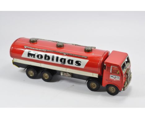 Scarce Tin Plate Large Scale Mobilgas Petrol Tanker. No. 159. Vintage H Toys of Japan. Good Plus to Very Good. 