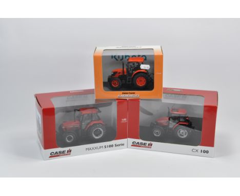 Selection of Universal Hobbies Tractor Models including Case x 2 plus Kubota. Mint in Excellent boxes. (3)