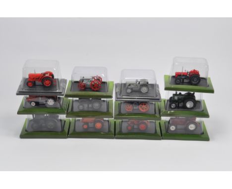 12 x Hatchette Tractor Models in 1/43 Scale made by Universal Hobbies. Includes David Brown Cropmaster, Ferguson, Field Marsh