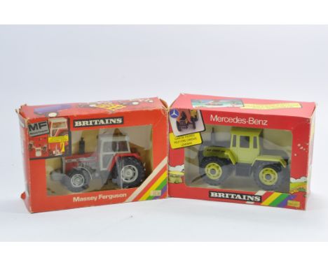 Britains Farm Tractor Duo including MF2680 and MB Trac 1500. Contents Excellent in Good to Very Good boxes. (2)
