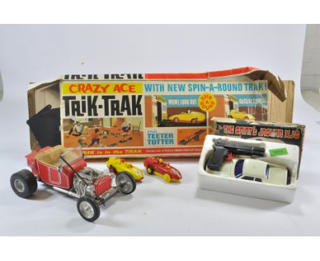 Rare Triang Crazy Ace Trik-Trak containing 2 Racing Cars, Corgi No.M5300 battery operated Jaguar XJS with sonic control and a