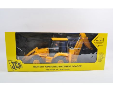 Large Scale Battery Operated JCB Backhoe Loader. Approx 1/16 Scale. Untested but Mint in Excellent Box.