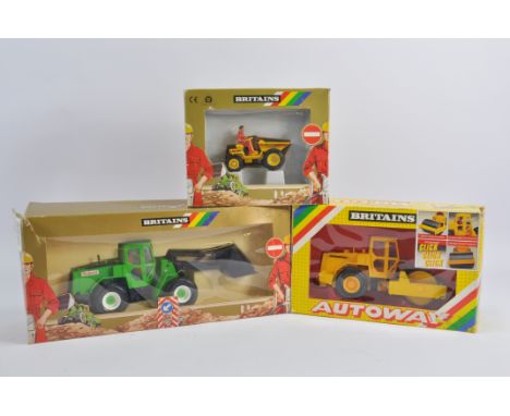 Britains 1/32 Autoway and Road Series Group including Redland (Green) Wheel Loader, Winget Dump Truck and Road Roller. All Mi