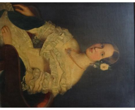 Continental School (mid-19th century), Portrait of a young lady, oil on canvas, 77.5cm x 61cm,. 