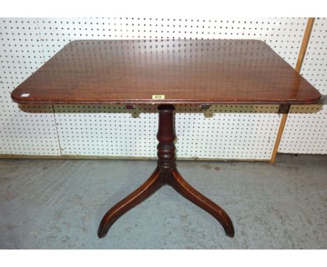 An early Victorian mahogany occasional table, the rectangular top on tripod base, 83cm x 68cm high.  C3