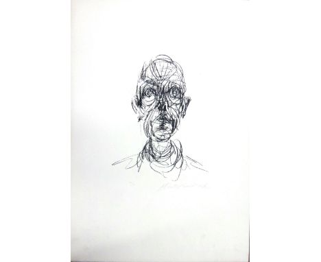 Alberto Giacometti (1901-1966), Head study, lithograph, signed, unframed, 55cm x 37.5cm. DDS
