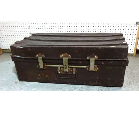 An early 20th century painted tin travelling trunk, 76cm wide x 28cm high.    I6