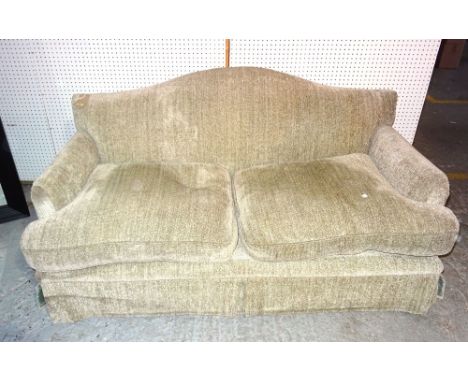 A 20th century grey upholstered hump back two seat sofa, 169cm wide. C7