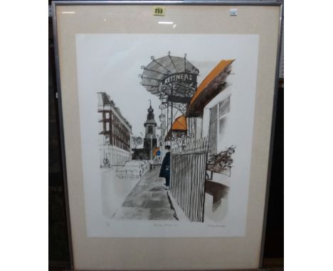 Albany Wiseman (b.1930), Romilly Street, W1, colour lithograph, signed, inscribed and numbered in pencil, 63cm x 50cm; togeth