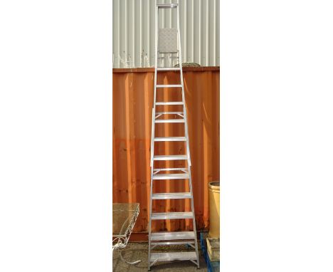 A twelve rung aluminium framed ladder, 325cm high.   OUT