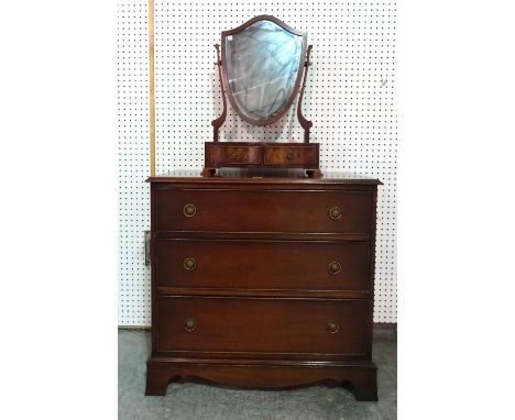A 20th century mahogany chest of three long drawers on bracket feet, 80cm wide x 76cm high and a 20th century mahogany bowfro