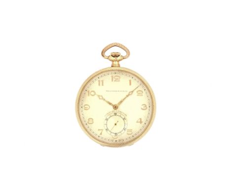 A Tavannes Watch Co gold cased, keyless wind, openfaced dress watch, with a signed jewelled lever movement, the inner and out