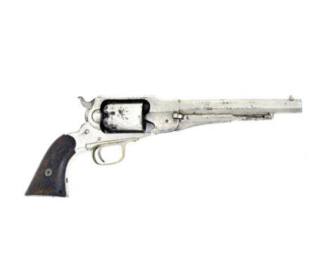 A Remington .44 calibre single action, six shot Army revolver, nickel finish, circa 1870, octagonal barrel, under barrel ramm