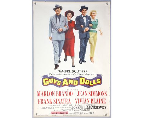 Guys and Dolls (1955) US One Sheet film poster, starring Marlon Brando, Jean Simmons &amp; Frank Sinatra, rolled, 28 x 41.5. 