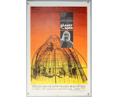 Planet of the Apes (1968) US One Sheet film poster, starring Charlton Heston, 20th Century Fox, linen backed, 27 x 41 inches.