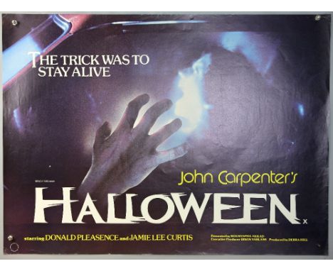 John Carpenter's Halloween (1978) British Quad film poster, Miracle Films, rolled, 30 x 40 inches.   