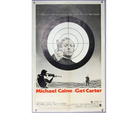 Get Carter (1971) One Sheet film poster, Style B, starring Michael Caine, linen backed, 27 x 41 inches.   