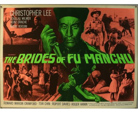 The Brides of Fu Manchu (1966) British Quad film poster, starring Christopher Lee, Warner-Pathe, folded, 30 x 40 inches..   