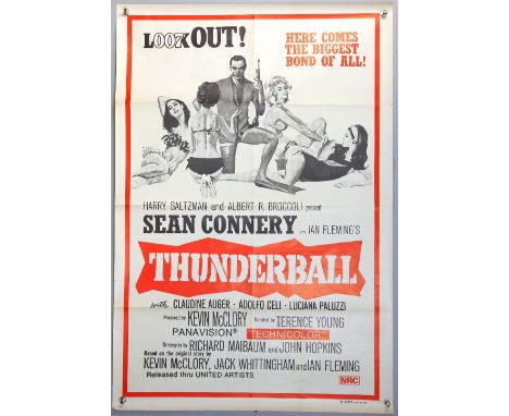 James Bond Thunderball (R-1970's) Australian film poster, starring Sean Connery, folded, 27 x 40 inches.   