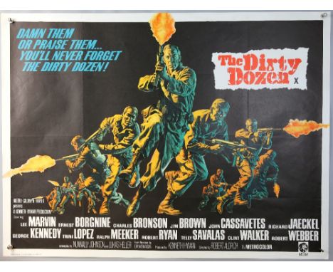 Dirty Dozen (R-1970's) British Quad film poster, War directed by Robert Aldrich, MGM, folded, 30 x 40 inches.   