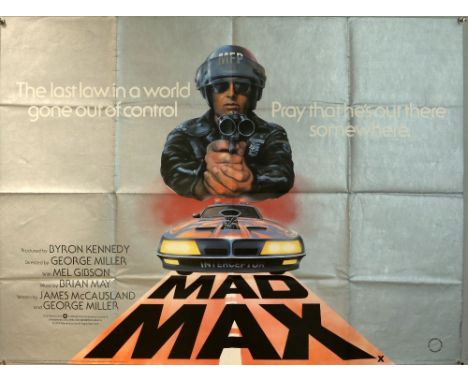 Mad Max (1979) British Quad film poster, starring Mel Gibson, directed by George Miller, Warner Bros., folded, 30 x 40 inches