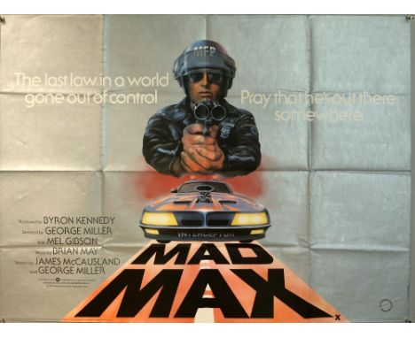 Mad Max (1979) British Quad film poster, starring Mel Gibson, directed by George Miller, Warner Bros., folded, 30 x 40 inches