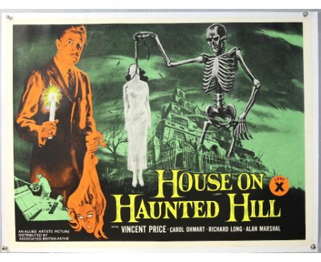House on The Haunted Hill (1959) British Quad film poster, starring Vincent Price, linen backed, 30 x 40 inches.   