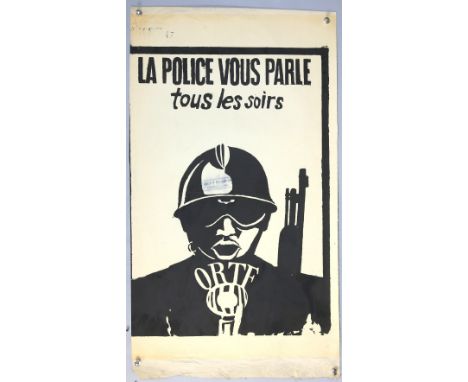 'La Police Vous Parle tous les soirs', Screen-print poster produced during the French student uprising in 1968, linen backed,