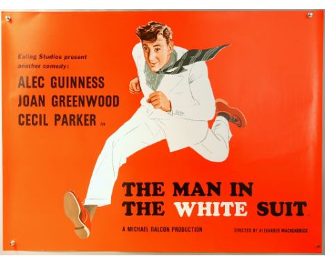 The Man In the White Suit (R-1980's) British Quad film poster, Ealing Studios comedy starring Alec Guinness, rolled, 30 x 40 