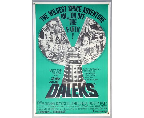 Dr. Who &amp; The Daleks (1966 1st Release) US One Sheet film poster, starring Peter Cushing, linen backed, 27 x 41 inches.  
