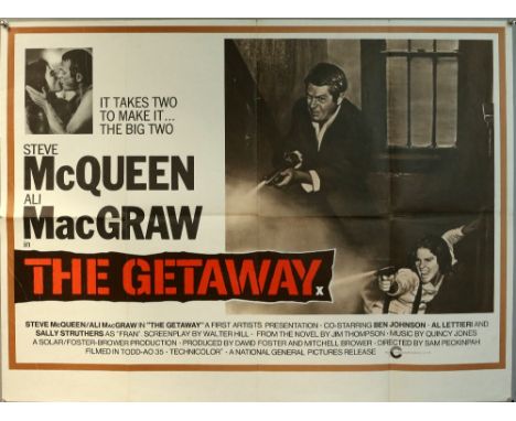 The Getaway (1972) British Quad film poster, starring Steve McQueen, National General Release, folded, 30 x 40 inches.   