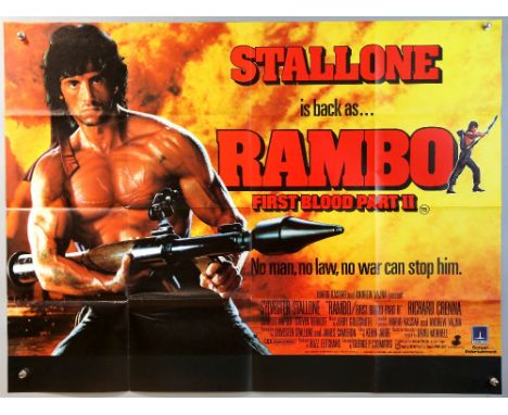 9 British Quad film posters including Rambo: First Blood Part II, The Chase, Passage To India, Out of Africa, The Great Gatsb