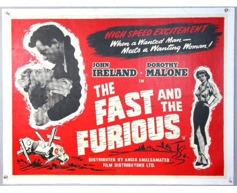 The Fast and The Furious (1954) British Quad film poster, linen backed, 30 x 40 inches.   
