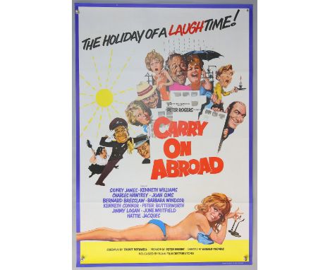 Carry On Abroad (1972) UK One sheet film poster, Rank, tri-folded, 27 x 40 inches.   