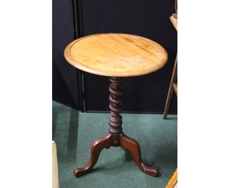 Circular occasional table, with barley twist stem, on tripod legs