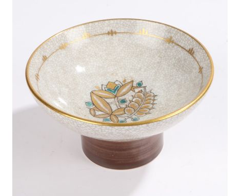 Royal Copenhagen porcelain stem cup, with a stylised internal leaf design and crackle glaze, the underside with Royal Copenha