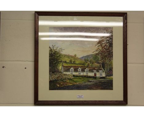 A watercolour by the artist Jan Wasilewski entitled Cottages, 35 cm x 34 cm (after the German invasion of Poland in World War