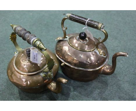 Two vintage copper kettles, (2)