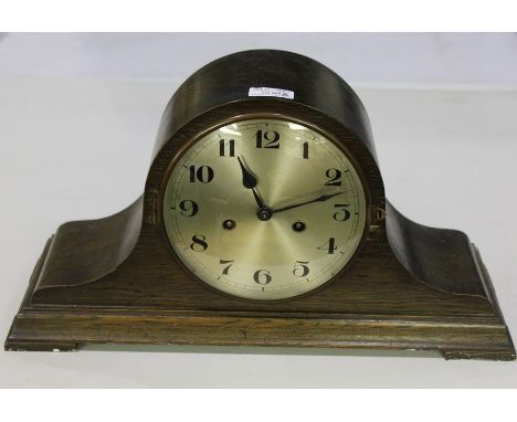 Dufa oak cased Napoleon hat mantel clock, 43.5cm wide