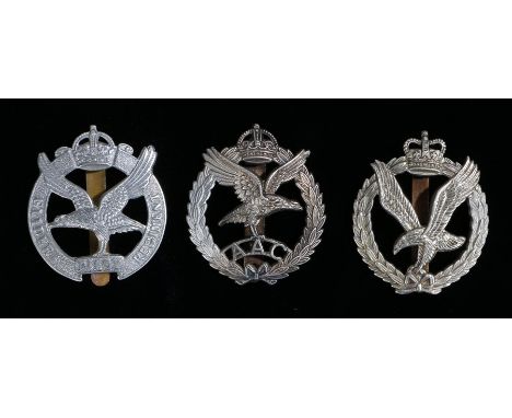 Cap badges to the Army Air Corps and Glider Pilot Regiment, all with sliders, (3)