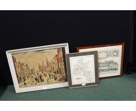 L.S Lowry print, skyline print of Colonia Agripina, map of Oxfordshire (3)