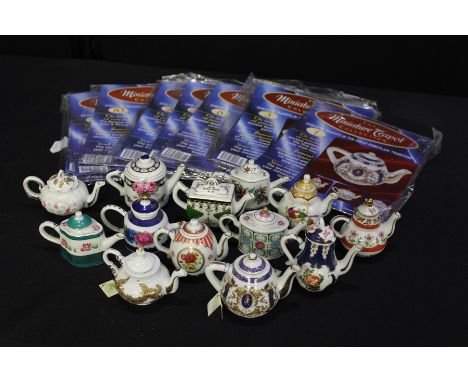 Collection of thirteen miniature teapots to include examples in the style of New Hall, Burslem, Bristol etc. with paperwork (