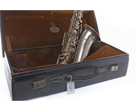 EARLY 20TH CENTURY SELMER MODEL 22 ALTO SAXOPHONEcirca 1923, serial number 1714, silvered finish, the bell with maker's mark,