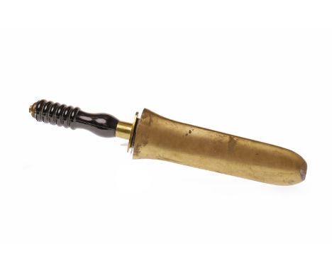 DIVER'S KNIFE BY SIEBE GORMANthe straight double-edged steel blade signed, with brass cross guard, turned ebonite handle and 