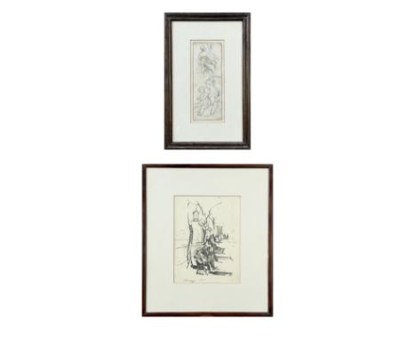 Jack MERRIOTT (1901-1968) Taking The Air, Venazza, Italy Original drawing Initialled 24cm x 18cm Together with a graphite stu
