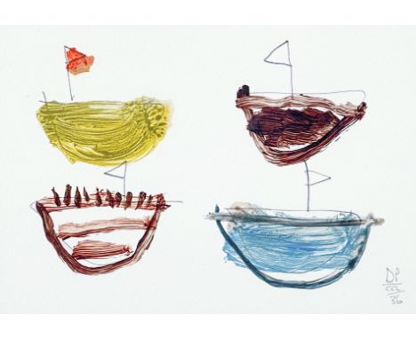 David PEARCE (1963) Four Boats, an initialled print, paper size 15 x 21cm, frame size 31.5 x 37.5cm
Lay's Auctioneers are abl