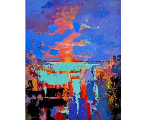 Graham EVERNDEN (1947) Hayle Estuary Acrylic on canvas, signed, further signed, inscribed and dated 2018 to verso, 75 x 60cm.