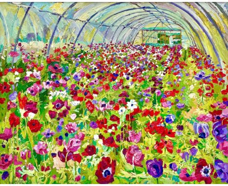 Mary MARTIN (1951) Anemones in the Tunnel Oil on canvas, signed and dated '03, 44.5 x 55cm. Mary Martin has painted professio